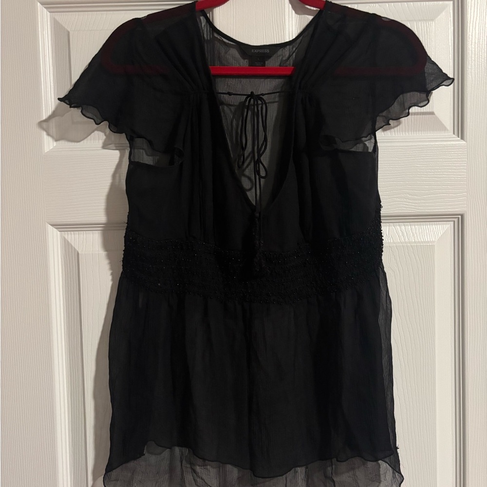 Express Black Sheer Blouse